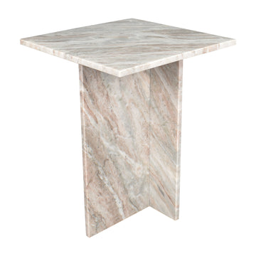 Cecil 14" Contemporary Natural Marble Handmade T-Shaped End Table - JONATHAN Y
